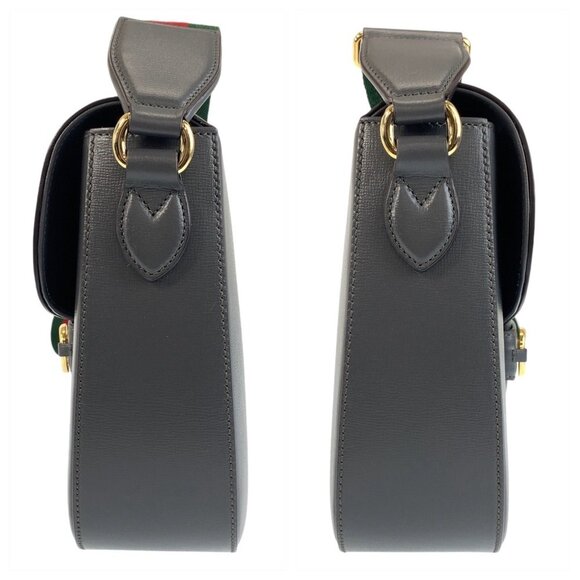 GUCCI Gray Leather Horsebit Shoulder Bag - Picture 5 of 10